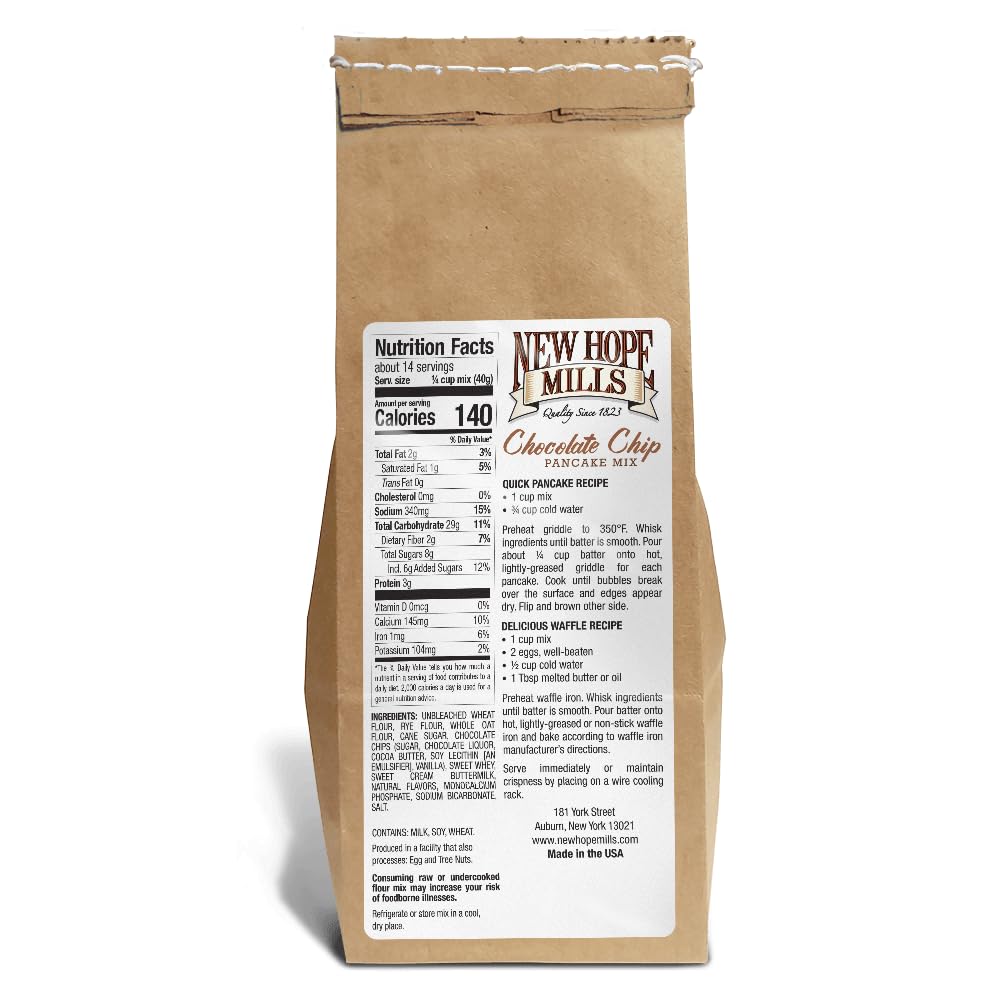 Chocolate Chip Pancake Mix by New Hope Mills - Rich, Fluffy Pancakes with Gourmet Chocolate Chips, 20 oz