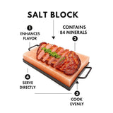 Premium Himalayan Pink Salt Block 12x8x2 inches with Metal Tray, Cooking Slab for Cooking, Serving, Cutting and BBQ By Pink Salt Wall