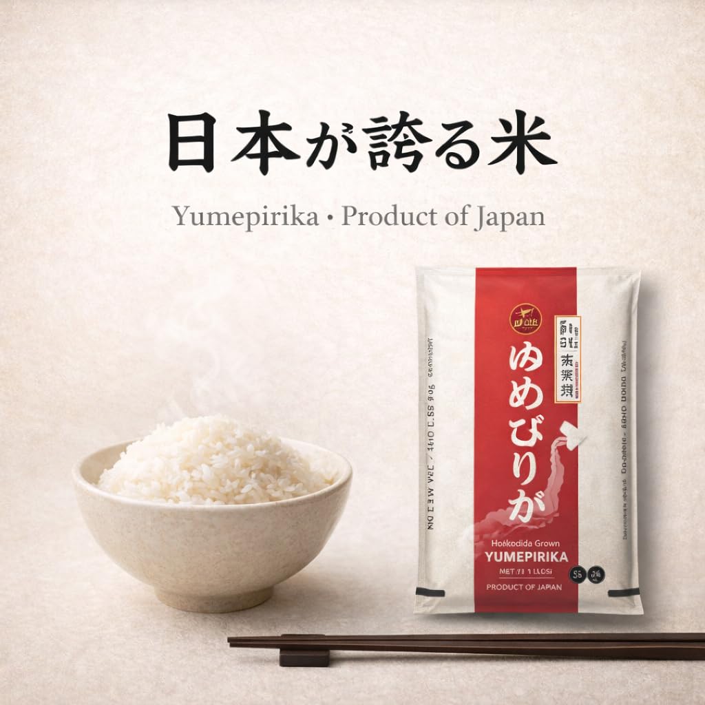 Hokkaido Yumepirika Premium Short-Grain Sushi Rice - Naturally Sweet, Glossy & Sticky Japanese Rice - Perfect for Sushi, Onigiri & Everyday Meals - Product of Japan - 11 lb
