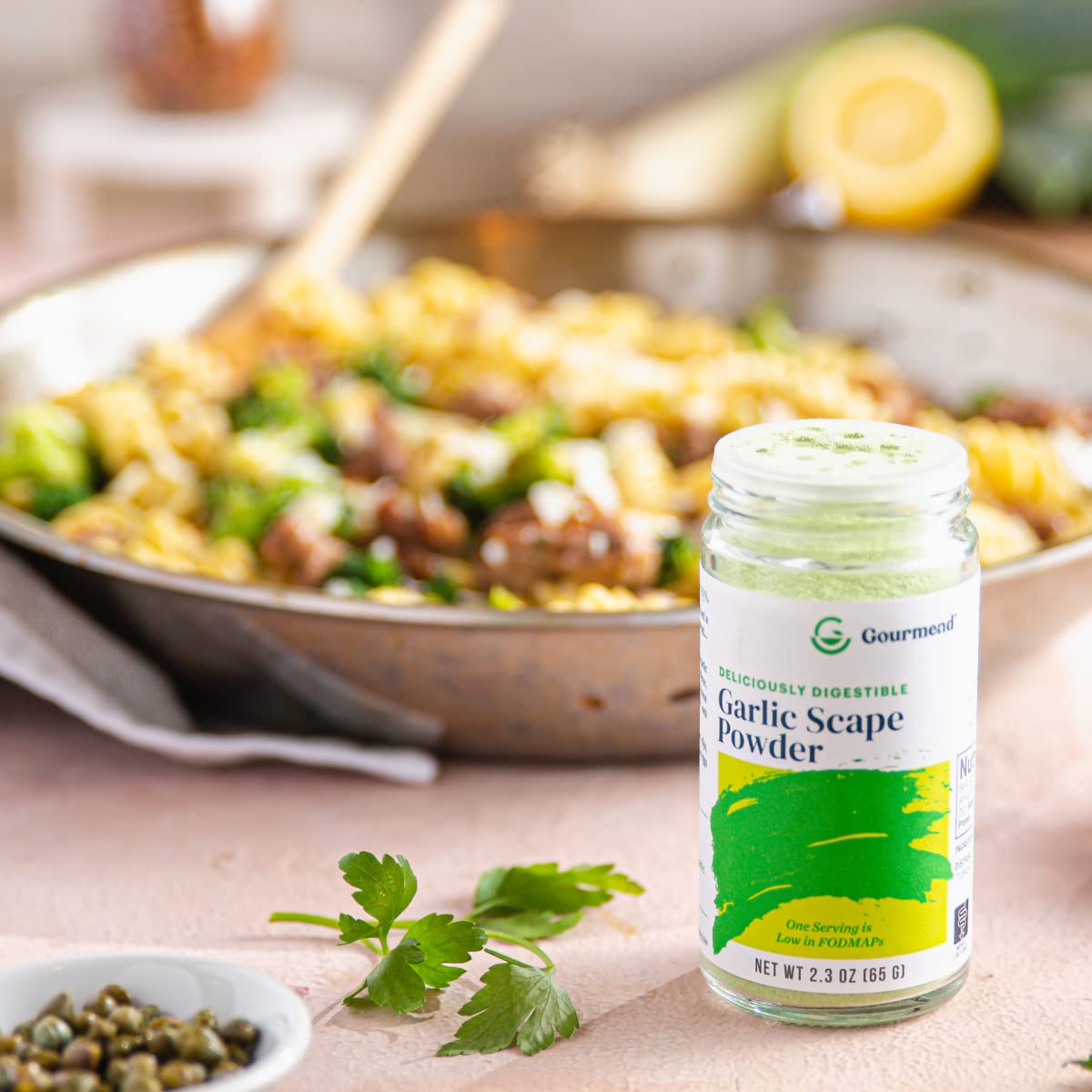 Gourmend Foods Organic Garlic Scape Powder - Certified Low FODMAP, Filler Free, Gluten Free, 100% Natural, No Corn Starch, Maltodextrin, Flavors or