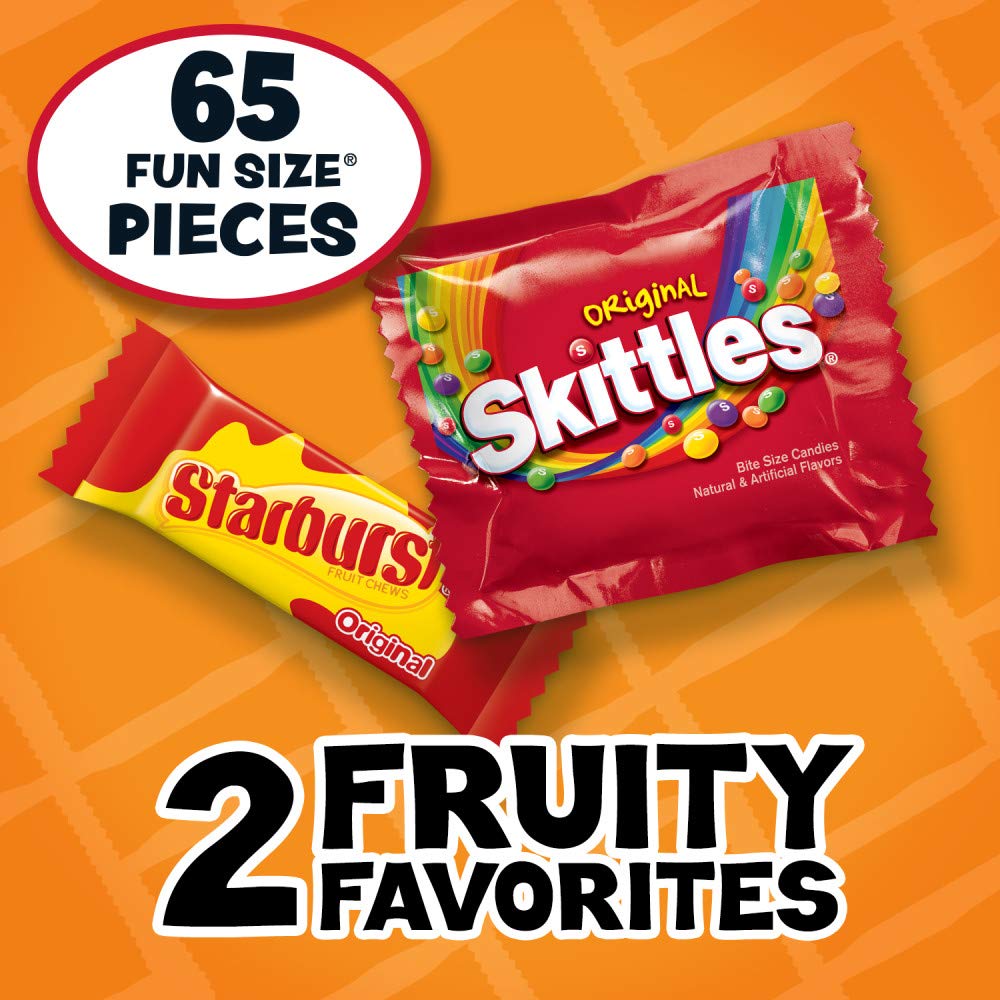 SKITTLES & STARBURST Candy Fun Size Variety Mix 31.9-Ounce Bag, 65 Pieces