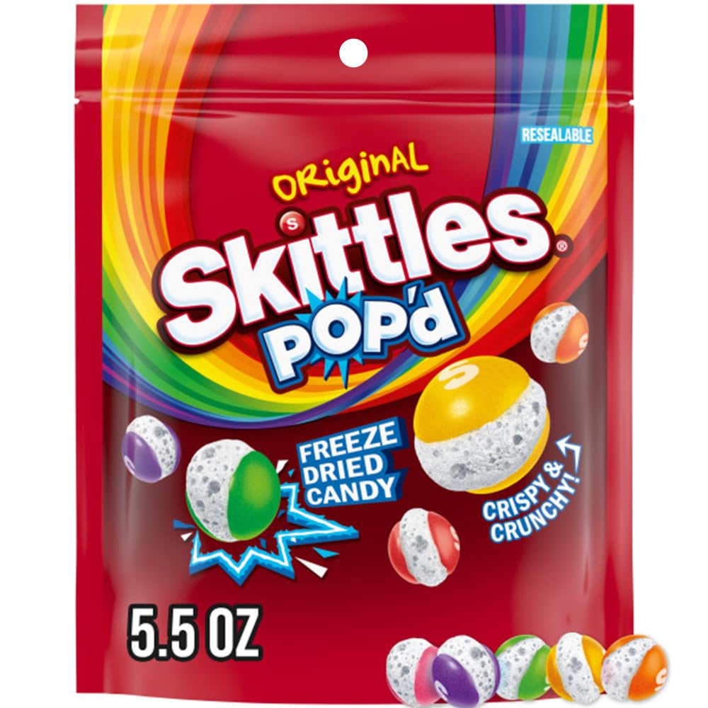 Skittles, POP'd Originals Freeze Dried Candy, Freeze Dried Snacks, 5.5 Ounce