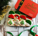 Christmas Cookies, Decorated Black And White Cookies In Tin, Gourmet Food Gift Box, Holiday Gifts, Corporate Idea, For Men And Women 18 Count Custom