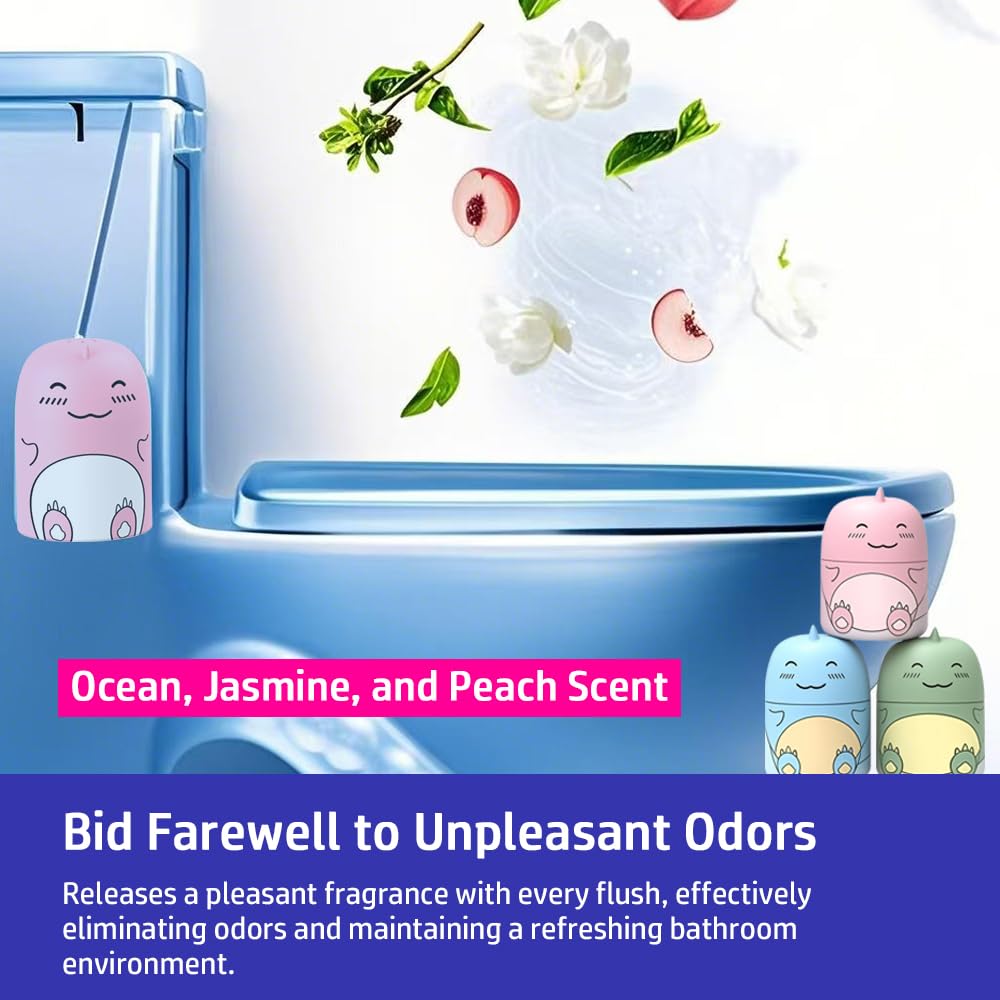 CloudMades Cute Dinosaur-Shaped Toilet Bowl Cleaner Bottle, Bathroom Toilet Tank Cleaner with Ocean, Jasmine, and Peach Scent,Three bottles can be