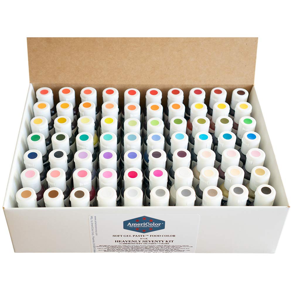 Food Coloring AmeriColor Heavenly Seventy Kit Soft Gel Paste 70 x .75 Ounce Bottles