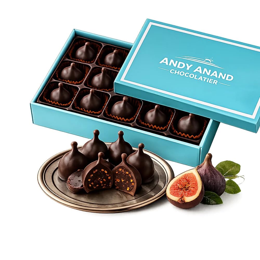 Andy Anand Vegan Belgian Dark Chocolate Figs 24 Pc Gift Box