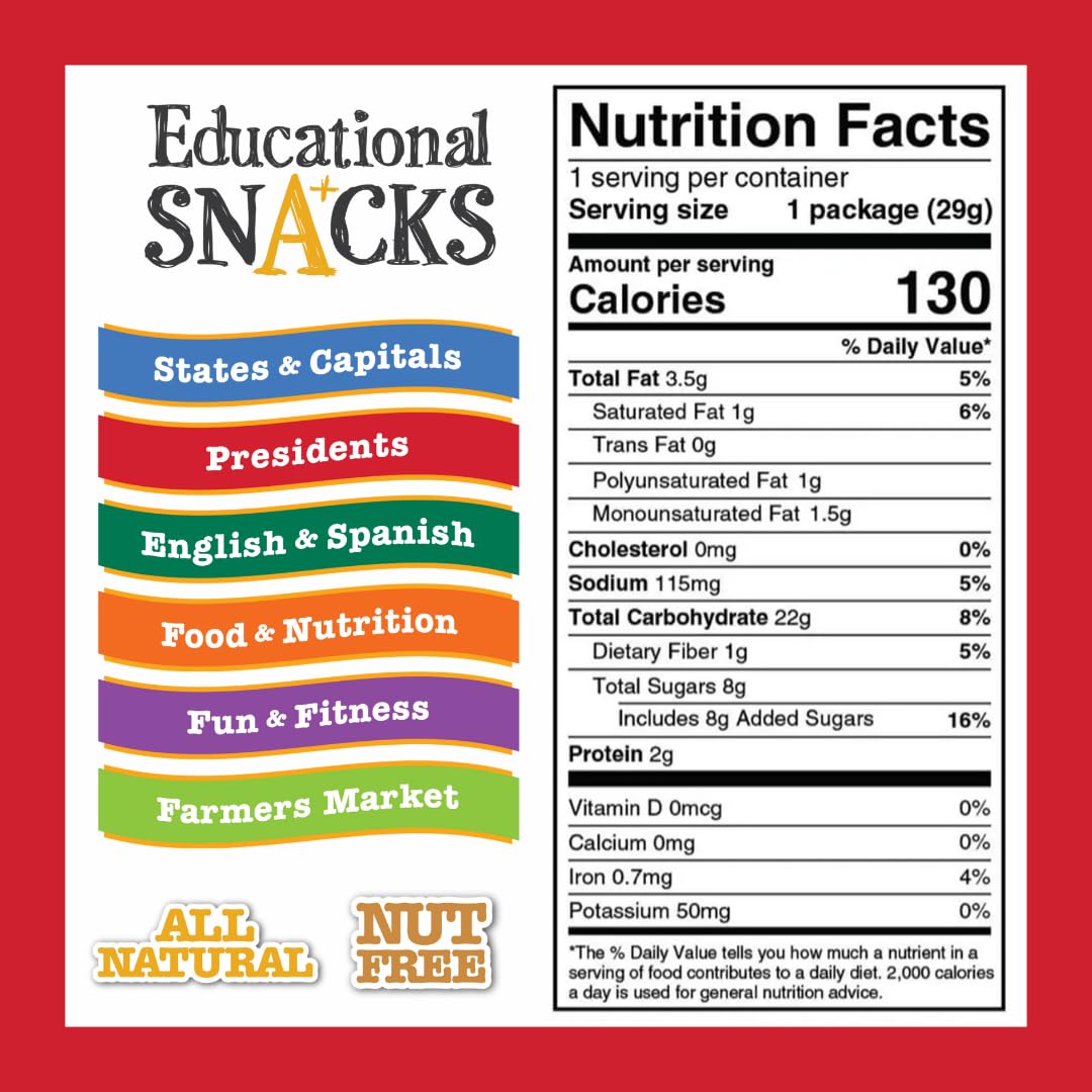 EDUCATIONAL SNACKS - U.S. Presidents Edition | Nut-Free, All-Natural Educational Snacks for Kids | Discover U.S. Presidents & the White House