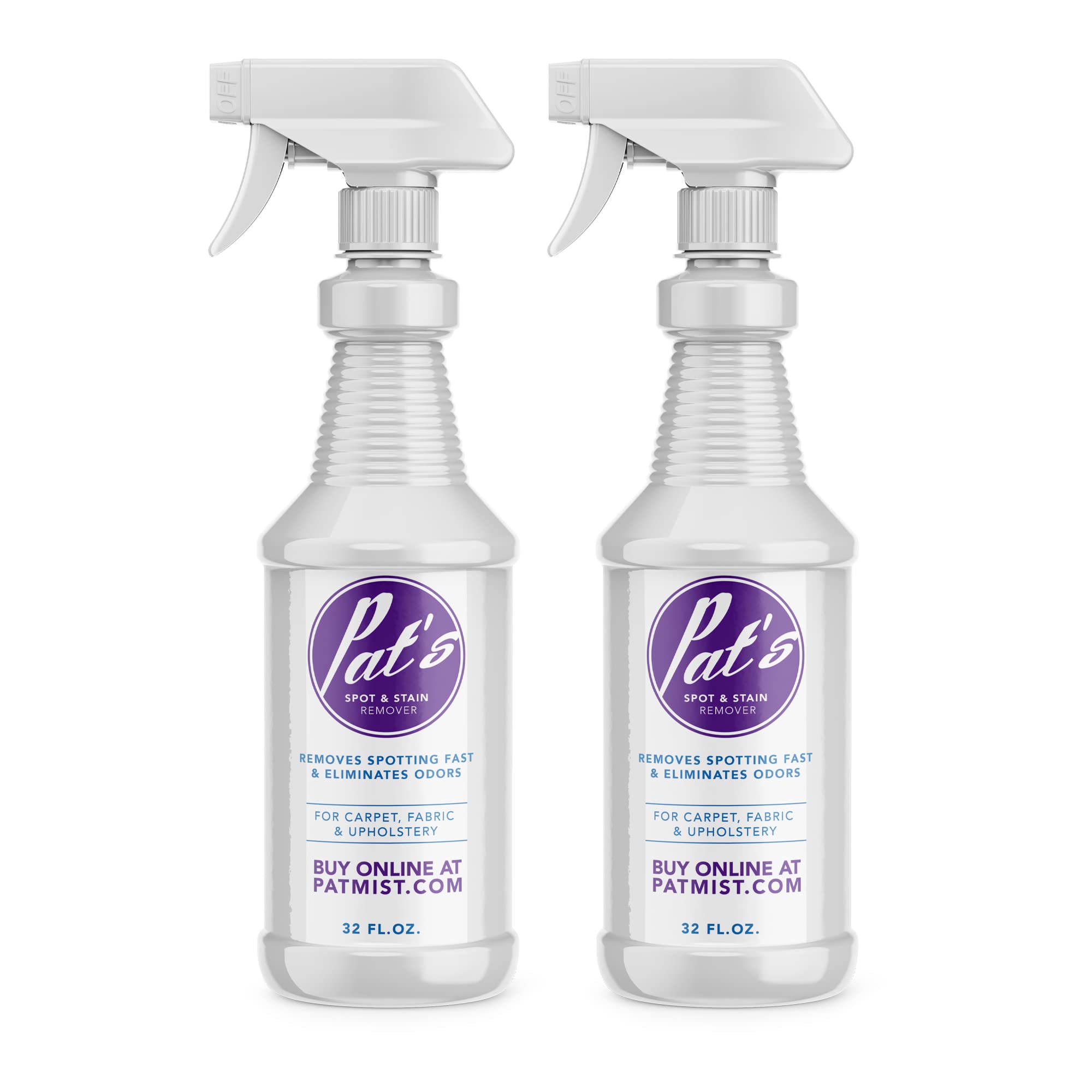 Pat's Spot + Stain Remover, Professional Carpet, Fabric and Upholstery Cleaner, 32oz (Pack of 2) | 40+ Years Carpet Cleaning Experts