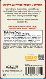 Suzie's Organic Hot Sauce - 8 fl oz | USDA Organic, Non-GMO, Gluten-Free - Bold & Spicy Sauce Made with Clean Ingredients - No Artificial