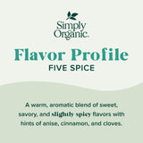 Simply Organic Five Spice Powder, 2.01 Ounce, Cinnamon, Fennel Seed, Cloves, Star Anise & White Pepper, Non GMO, Kosher