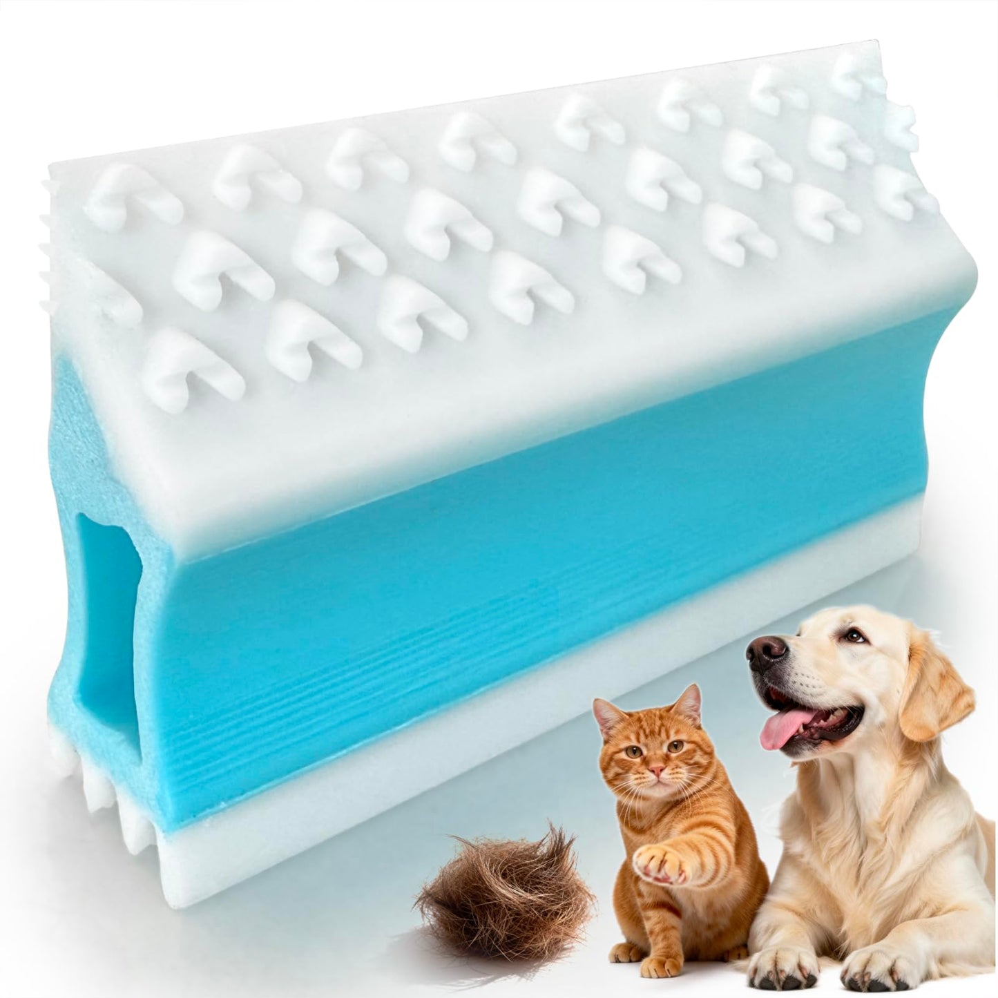 4-ni-1 Brush Pet Hair Remover & Detailing Tools | Reusable Fur Remover for Car Interior, Carpet, Bedding,Couch & Pet Furniture (M (5 Inch))