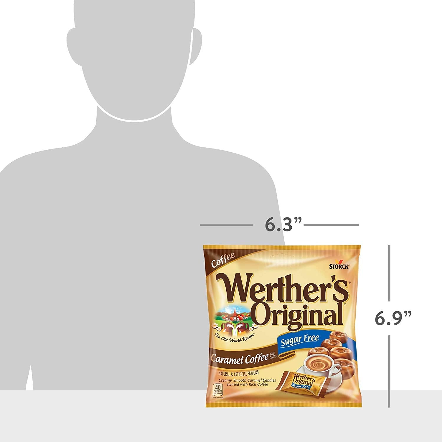 Werther's Original Sugar Free Caramel Coffee Hard Candies - Individually Wrapped Hard Candies for Halloween, Parties, or Snacks - 2.75 oz Bags (Pack