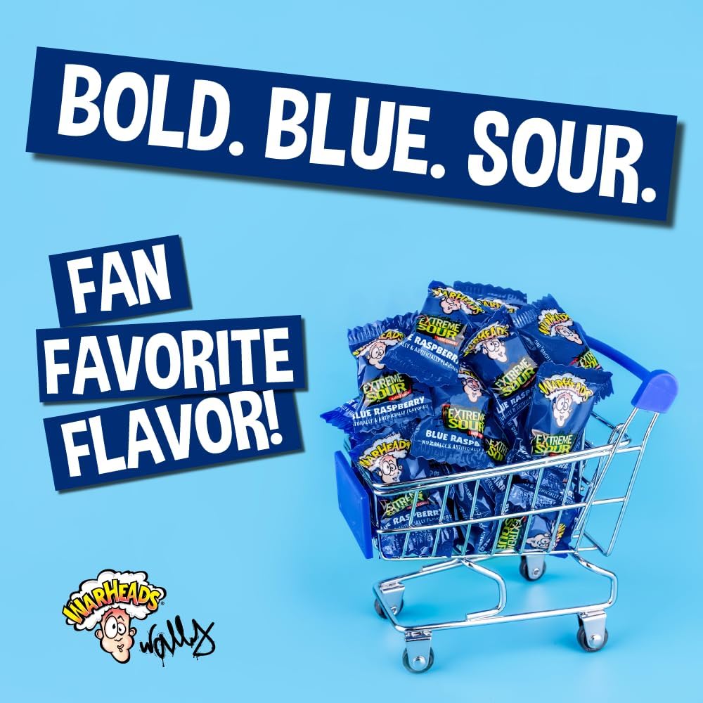WARHEADS - Extreme Sour Hard Candy - Blue Raspberry Flavor - Perfect for Celebrations - 2 lb Bulk Bag