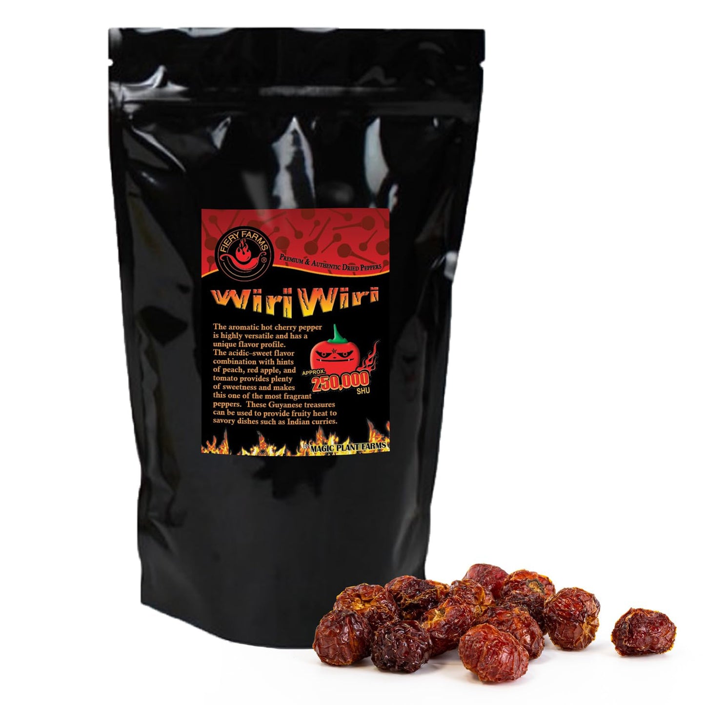 Wiri Wiri Chili Dried Whole Pods by Magic Plant, 1 Kg Bulk - 100K-350K SHU | Hot Cherry Pepper Flavor | Fruity Spicy South American Chili Pods