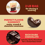 Dark Chocolate Covered Cashews 2-Pound Bag | Bulk Dark Chocolate Nuts | Coated Roasted Cashews for Snacking, Gifting, Office Candy Jars & Dessert