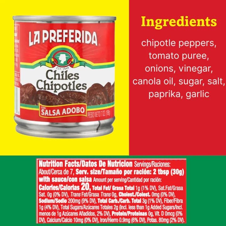 La Preferida Whole Chipotle Peppers, Hot, 7 OZ (Pack of 24)