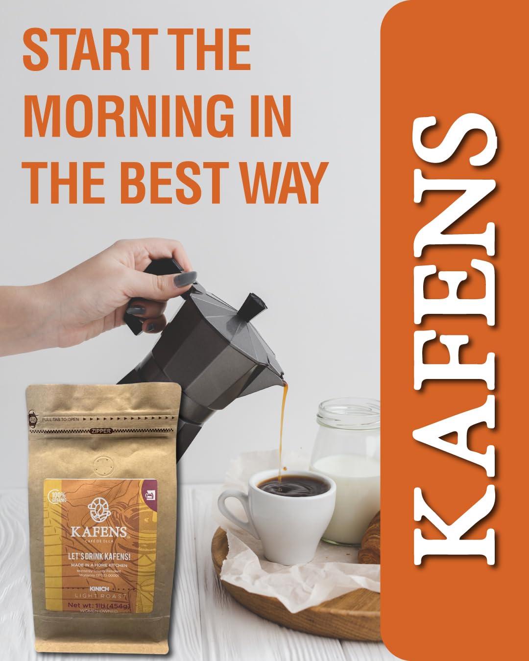 KINICH: Cafe De Olla, 100% Organic ingredients, Light Roast Blend Ground Coffee, Piloncillo (unprocessed cane sugar) and Ceylon cinnamon, 1lb(Pack