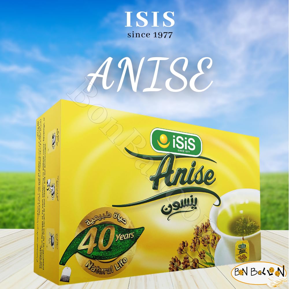 BonBalloon Isis Herbal Anise Tea, 100 Bags, No Caffeine, No Artificial Flavors, No Artificial Coloring, Non GMO, Halal, Kosher, 2g Bags, Egyptian