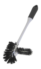 Toilet Bowl Brush Set with Rim Cleaner and Holder - Bathroom Cleaning Brush with Under-Rim Scrubber and Stable Storage Caddy