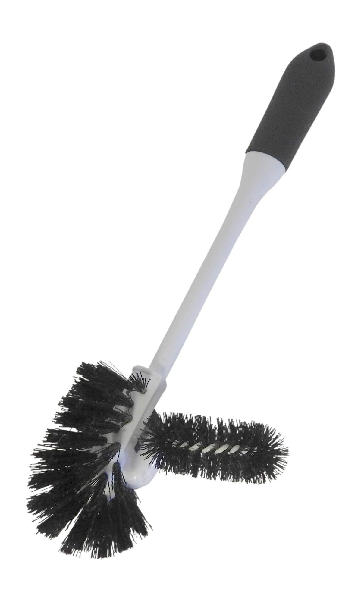 Toilet Bowl Brush Set with Rim Cleaner and Holder - Bathroom Cleaning Brush with Under-Rim Scrubber and Stable Storage Caddy