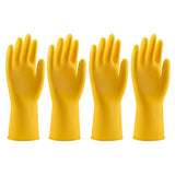 PAYWROK Rubber Kitchen Dishwashing Gloves - 4 Pairs Yellow Reusable Household Cleaning Gloves for Washing Dishes and Cleaning Tasks, Flexible