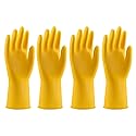 PAYWROK Rubber Kitchen Dishwashing Gloves - 4 Pairs Yellow Reusable Household Cleaning Gloves for Washing Dishes and Cleaning Tasks, Flexible