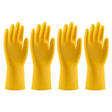 PAYWROK Rubber Kitchen Dishwashing Gloves - 4 Pairs Yellow Reusable Household Cleaning Gloves for Washing Dishes and Cleaning Tasks, Flexible