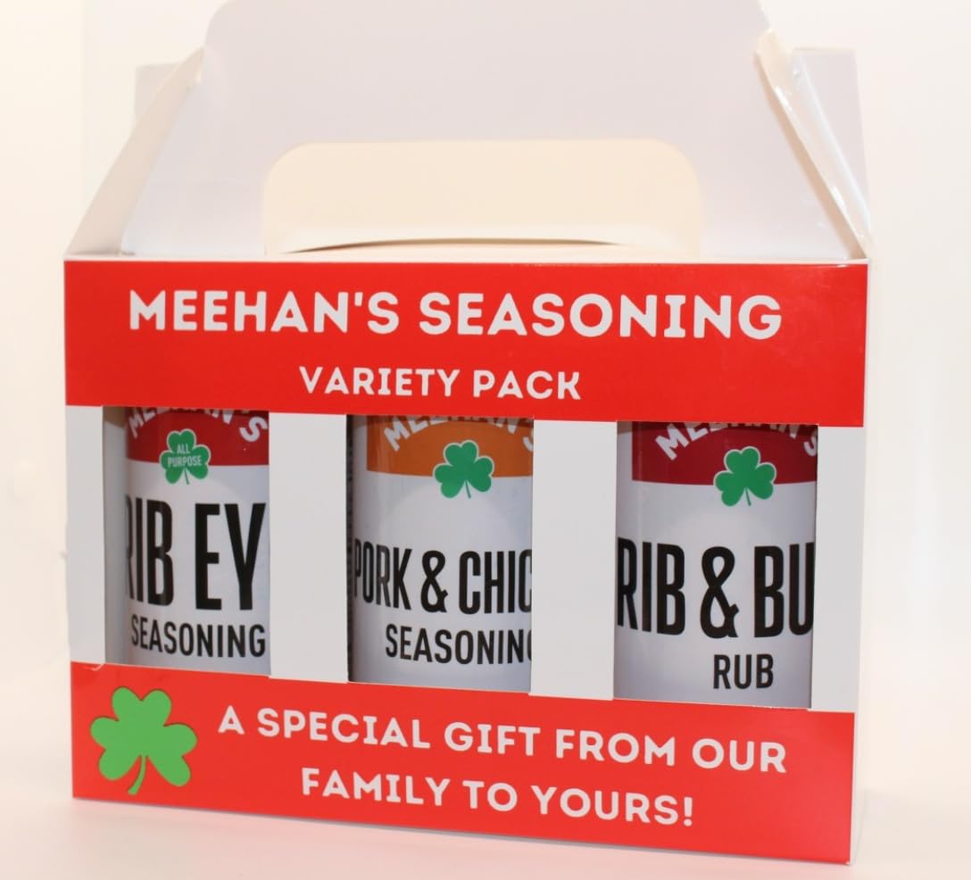 Meehan’s BBQ Seasoning Variety Pack - Ribeye, Pork & Chicken, and Rib Rub, Grilling Gift Set (3 Pack Shaker Jars)