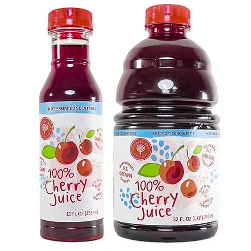 Cherry Bay Orchards - Tart Montmorency Unsweetened Cherry Juice 32 oz Plus 12 Oz Bottle - Not from concentrate | All Natural Ingredients, Gluten Free