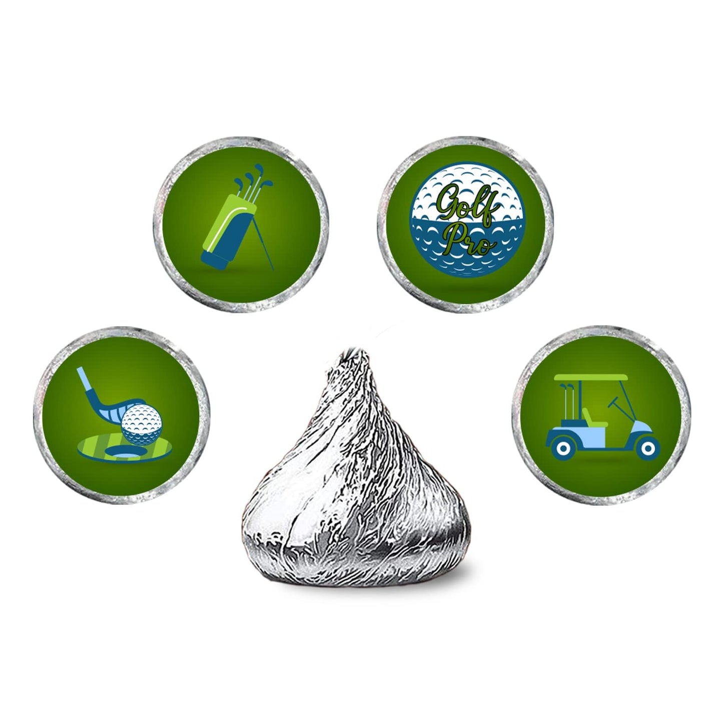 Golf Theme Round Candy Sticker - Golfing Birthday or Retirement Party Favors Sticker Labels Fit Chocolate Candy (160 Pieces
