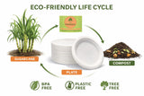 Compostable 9 Inch Heavy Duty Plates, 150 Count - Biodegradable Sugarcane Bagasse Disposable Plates, Soak Proof, Microwave & Freezer Safe, Eco