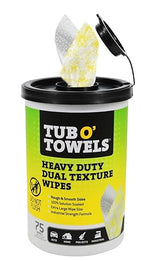 Tub O' Towels TW75 Heavy-Duty Multi-Surface Cleaning Wipes - Dual Texture 10" x 12" XL, 75 Count - Removes Grease, Tar, Oil, Paint, Ink & Tough Stains
