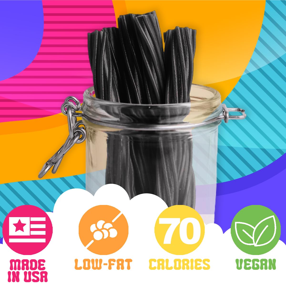 Amish Good Gourmet Licorice Twist Candy - Premium Sweet & Chewy Treat, Jumbo Black Licorice Twist Perfect Snack Under 100 Calories