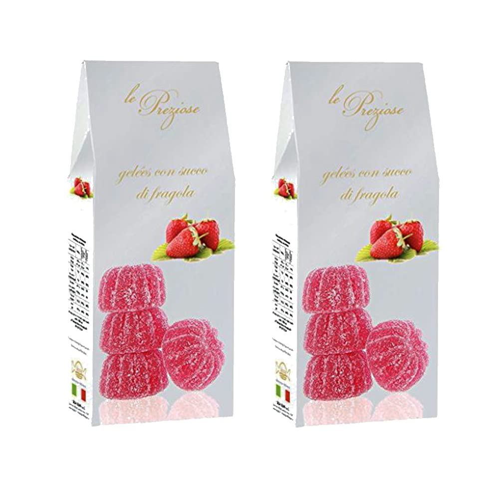 Le Preziose Italian Fruit Jelly with Fruit Juice - 200 Gram- 2 Pack - Strawberry