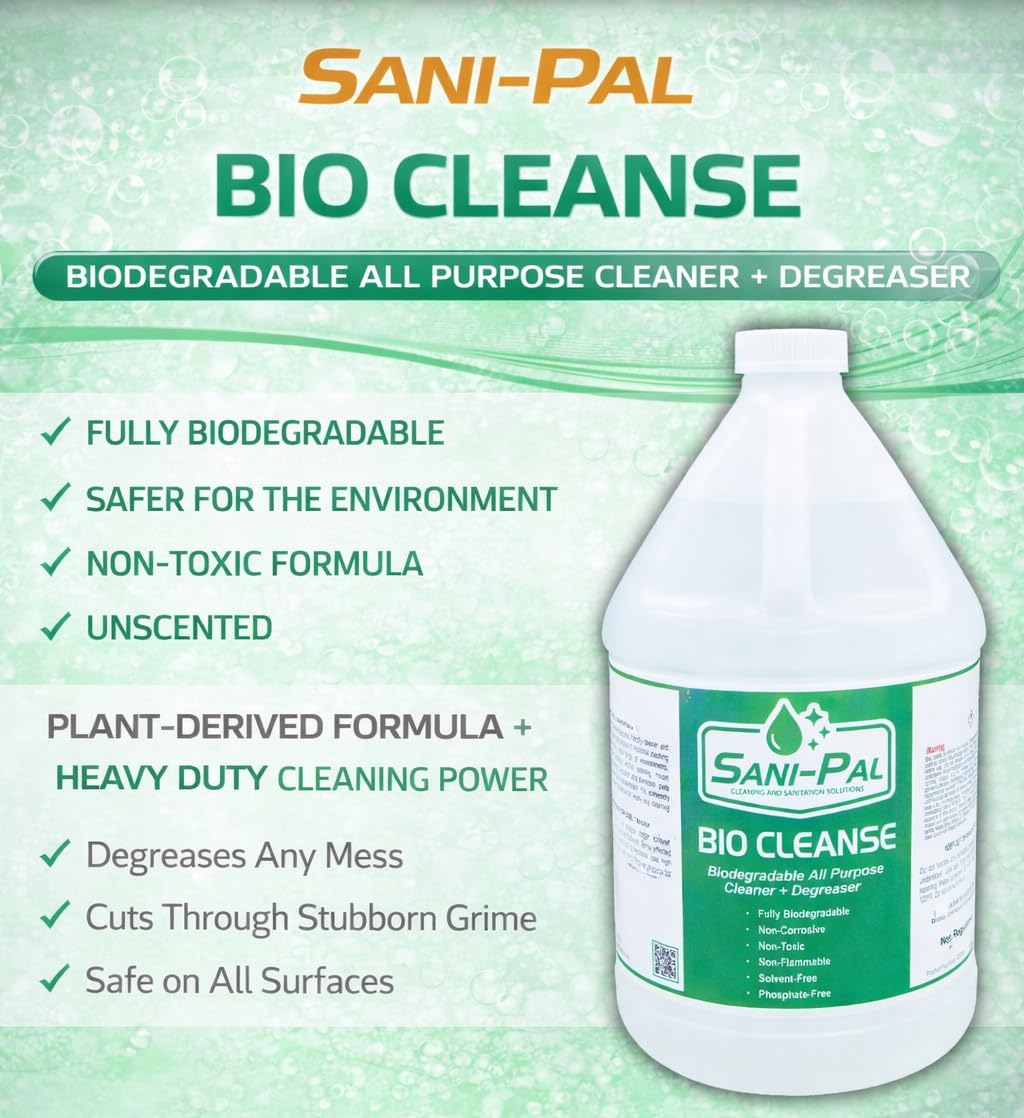 Sani-Pal Bio-Cleanse, safe and environmentally friendly cleaner and degreaser designed to tackle the toughest of industrial cleaning applications, 128
