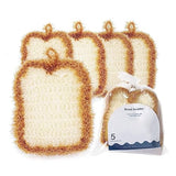 5 Pcs Cute Crochet Scrubbers, Toast Shaped No Odor Non-Scratch Reusable Scrub for Kitchen and Household Use Double Layered Scrubbers Cleaning Wash