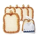 5 Pcs Cute Crochet Scrubbers, Toast Shaped No Odor Non-Scratch Reusable Scrub for Kitchen and Household Use Double Layered Scrubbers Cleaning Wash