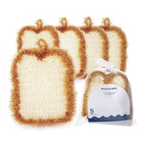 5 Pcs Cute Crochet Scrubbers, Toast Shaped No Odor Non-Scratch Reusable Scrub for Kitchen and Household Use Double Layered Scrubbers Cleaning Wash