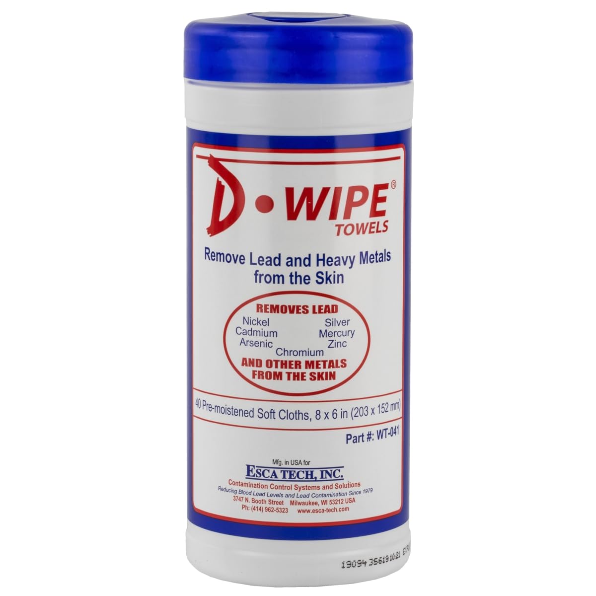 D-LEAD WT-040 Disposable Wipes with Pop Up Canister - 40 Count - Pack of 12
