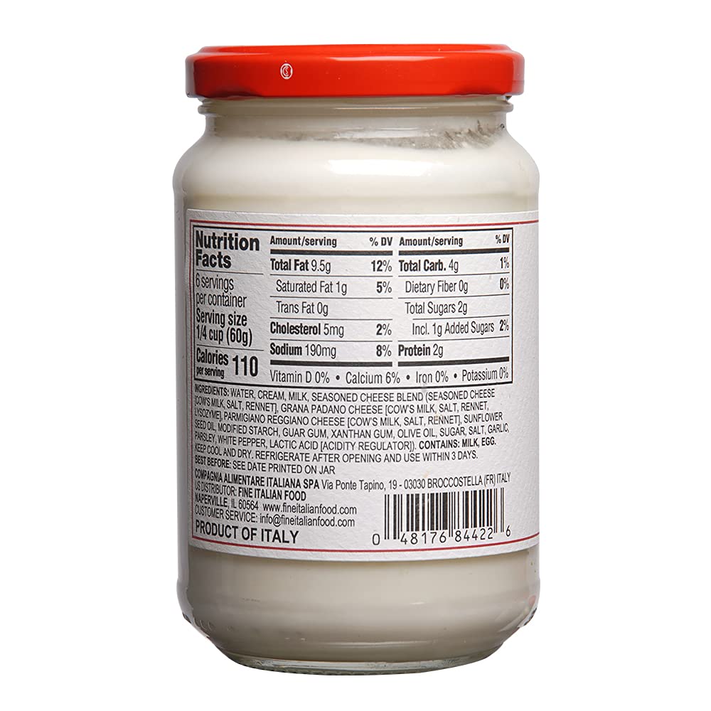 Alfredo Italian Sauce, 100% Italian, made with Italian Cheese (Pack of 2) 12.5 Oz