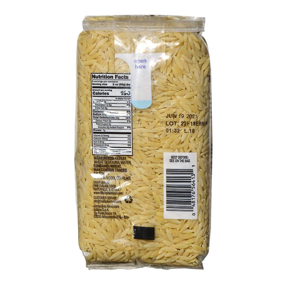 Mantova Italian Bronze Die Orzo Pasta - 100% Durum Wheat Semolina Bronze Die Orzo - 16 Oz - Product Of Italy (Pack of 6)