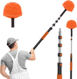 SISUPASSIE 20FT Reach Cobweb Duster with Extension Pole, High Ceiling Long Duster with 3-12FT Telescoping Pole, Spider Web Brush for Indoor Outdoor