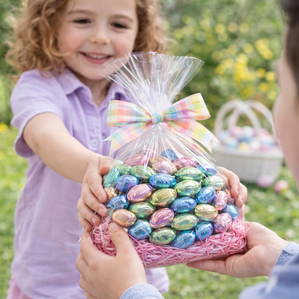 Milk Chocolate Eggs - 1 lb Bulk Gift Bag - Individually Wrapped Pastel Foil & Candy Coated Spring Treats - Perfect for Easter Baskets
