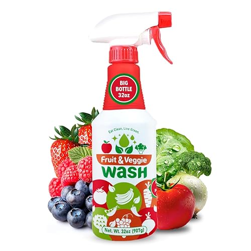 Dr. Robaina Fruit & Veggie Wash - Produce Cleaner Spray 32 fl oz | Removes Waxes & Harmful Residue | No Aftertaste | Baby-Safe Plant-Based Formula |