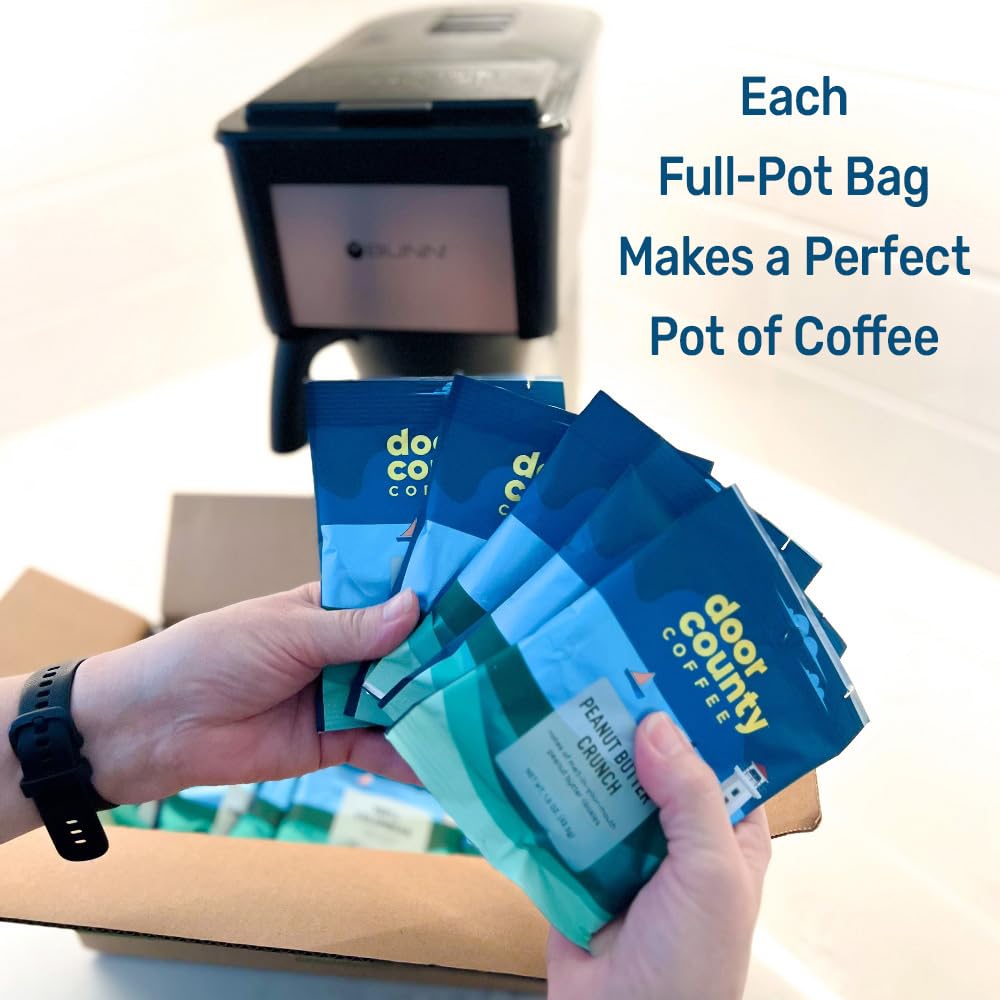 Gourmet Flavored Coffee Sampler Pack - 10 Bags of Unique Flavored Coffees - 100% Specialty Grade 1 Arabica -1.5 oz Full-Pot Bags - Roasted by Door