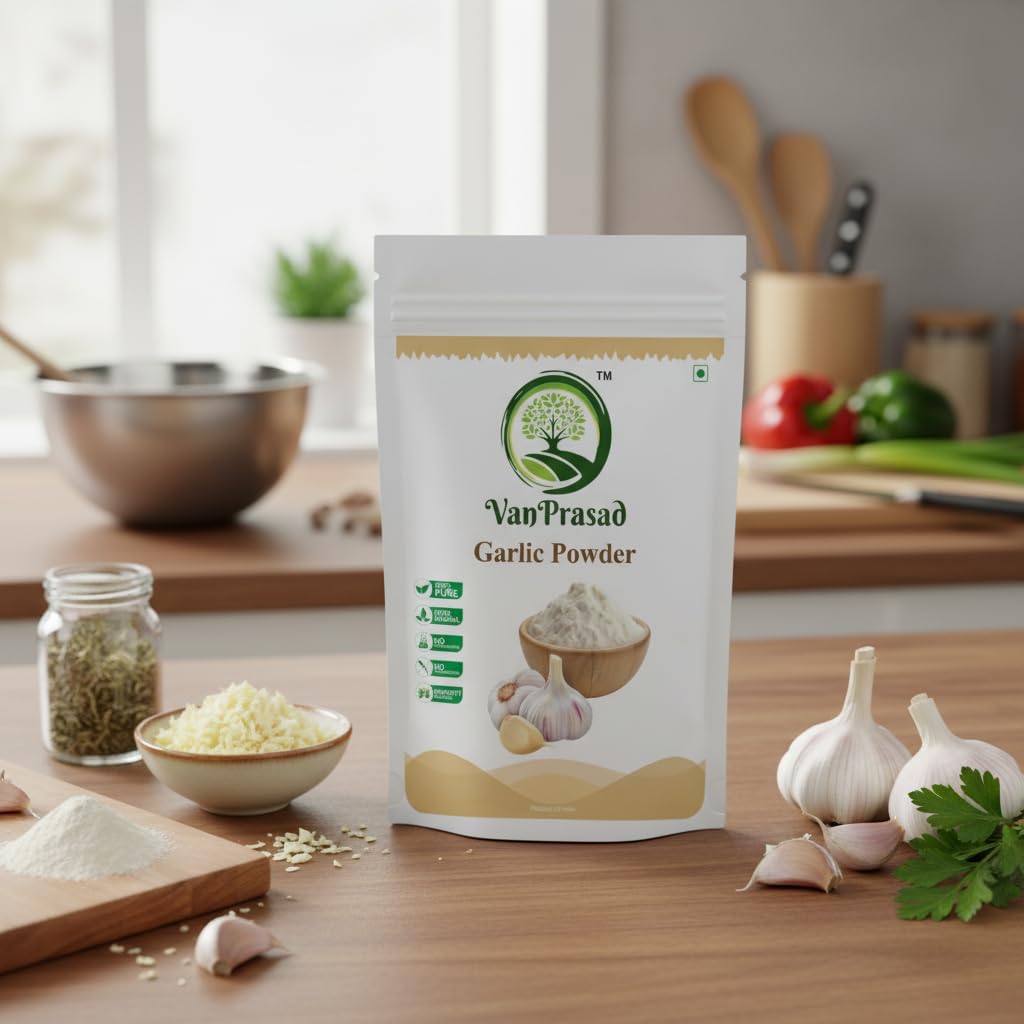 VanPrasad Pure Garlic Powder 1kg | Natural & Hygienic | Rich Flavor Seasoning | No Preservatives | Vegan & Gluten-Free | Ideal for Cooking, Marinades