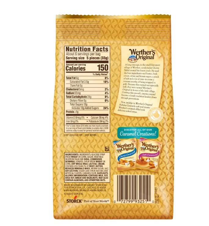 Werther's Original Salted Caramel Creme Soft Caramels, 7.4oz, Holiday Caramels (1)