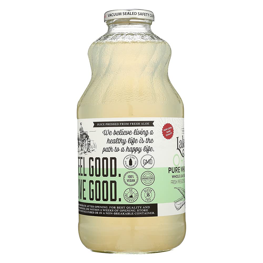 Lakewood Organic Pure Whole Leaf Aloe, 32 Ounce (Pack of 6)