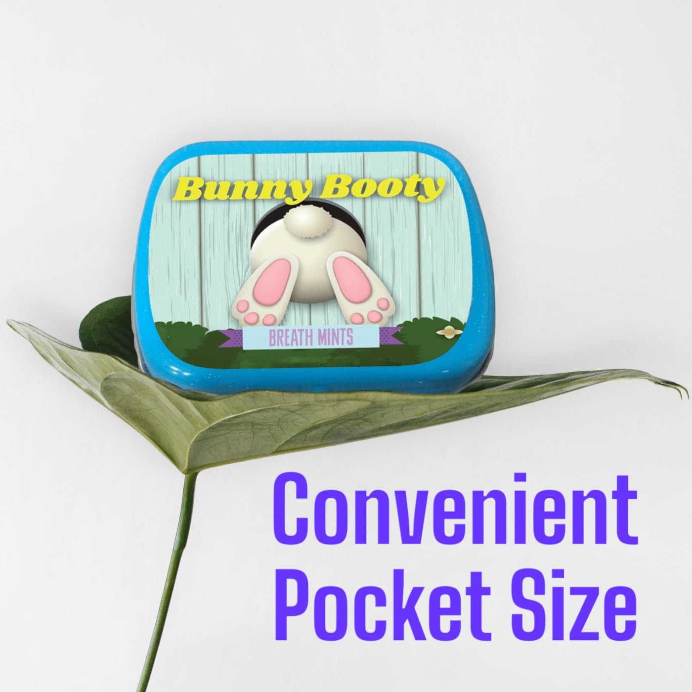 Bunny Booty Breath Mints - Funny Rabbit Butt Design - Novelty Candy Gift for Kids - Hinged Collectible Tin of Sugar-Free Peppermint Candy