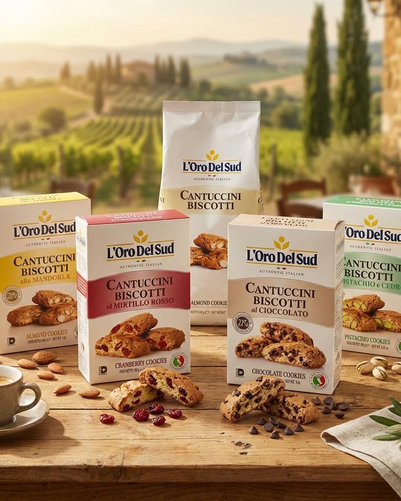 Traditional Almond Biscotti, Cantuccini d'Abruzzo, Italian Cookies made with real quality ingredients, 200 G, 7 oz, L'Oro del Sud